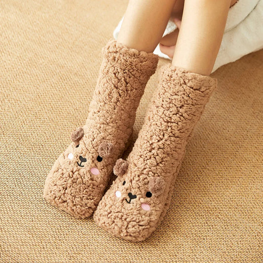 Cozy Pup Fuzzy Slipper Socks – Thick Winter Fluffy Home Socks for Women
